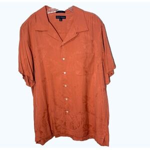 Grant Thomas Tropical Men Camp Silk Button Shirt XL Resort Floral HawaiinSummer